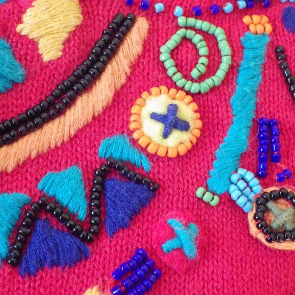 Michael Simon Embellished Red Vest/ Boho/ Beaded & Embroidered/ Size 2 - Picture 6 of 14